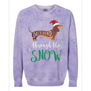 Dachshund Through The Snow Funny Pun Unisex Gift Design Colorblast Crewneck Sweatshirt