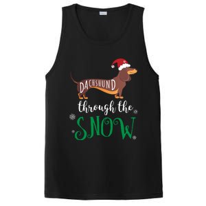 Dachshund Through The Snow Funny Pun Unisex Gift Design PosiCharge Competitor Tank