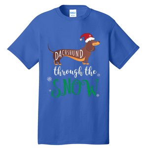 Dachshund Through The Snow Funny Pun Unisex Gift Design Tall T-Shirt