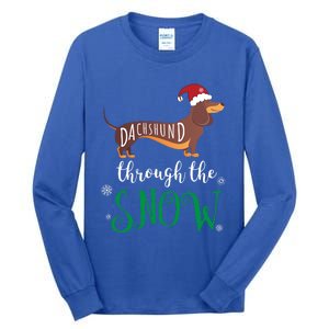 Dachshund Through The Snow Funny Pun Unisex Gift Design Tall Long Sleeve T-Shirt