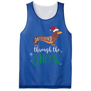 Dachshund Through The Snow Funny Pun Unisex Gift Design Mesh Reversible Basketball Jersey Tank