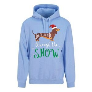 Dachshund Through The Snow Funny Pun Unisex Gift Design Unisex Surf Hoodie