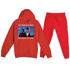 Donald Trump Take Your Best Shot Make America Great Again Premium Hooded Sweatsuit Set