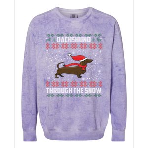 Dachshund Through The Snow Ugly Christmas Gift Funny Gift Colorblast Crewneck Sweatshirt