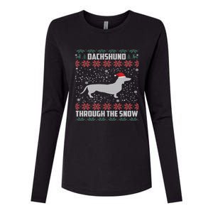 Dachshund Through The Snow Ugly Christmas Gift Meaningful Gift Womens Cotton Relaxed Long Sleeve T-Shirt