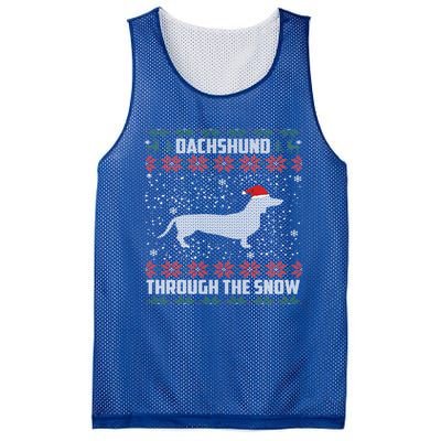 Dachshund Through The Snow Ugly Christmas Gift Meaningful Gift Mesh Reversible Basketball Jersey Tank