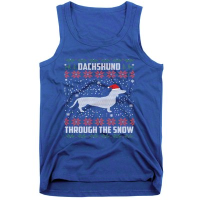 Dachshund Through The Snow Ugly Christmas Gift Meaningful Gift Tank Top