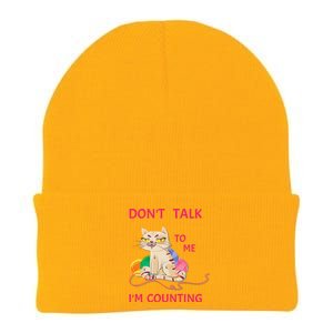 DonT Talk To Me IM Counting Funny Crochet Cat Lover Knit Cap Winter Beanie