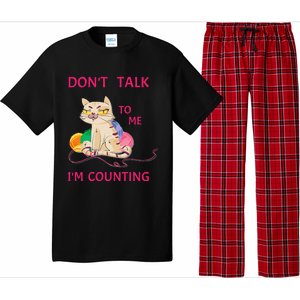 DonT Talk To Me IM Counting Funny Crochet Cat Lover Pajama Set