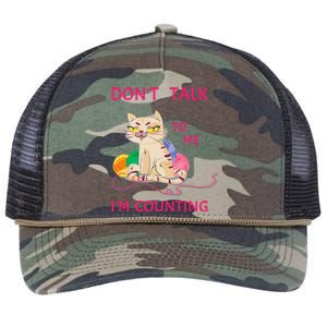 DonT Talk To Me IM Counting Funny Crochet Cat Lover Retro Rope Trucker Hat Cap