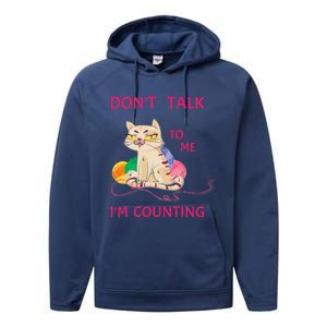 DonT Talk To Me IM Counting Funny Crochet Cat Lover Performance Fleece Hoodie