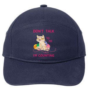 DonT Talk To Me IM Counting Funny Crochet Cat Lover 7-Panel Snapback Hat