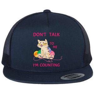 DonT Talk To Me IM Counting Funny Crochet Cat Lover Flat Bill Trucker Hat