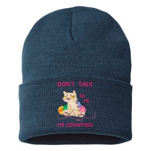 DonT Talk To Me IM Counting Funny Crochet Cat Lover Sustainable Knit Beanie