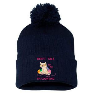 DonT Talk To Me IM Counting Funny Crochet Cat Lover Pom Pom 12in Knit Beanie