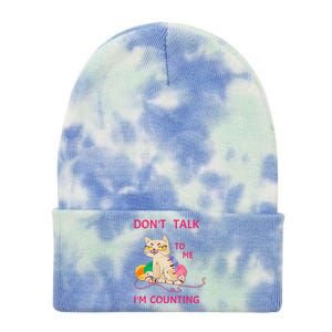 DonT Talk To Me IM Counting Funny Crochet Cat Lover Tie Dye 12in Knit Beanie