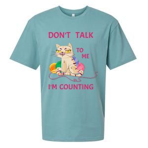 DonT Talk To Me IM Counting Funny Crochet Cat Lover Sueded Cloud Jersey T-Shirt