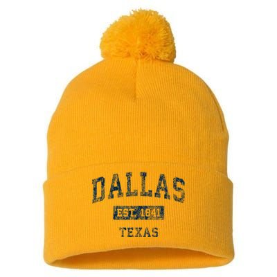 Dallas Texas Tx Vintage Sports Design Pom Pom 12in Knit Beanie