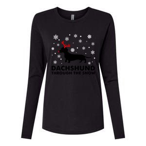 Dachshund Through The Snow Great Gift Dog Lover Christmas Gift Cute Gift Womens Cotton Relaxed Long Sleeve T-Shirt