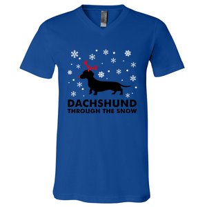 Dachshund Through The Snow Great Gift Dog Lover Christmas Gift Cute Gift V-Neck T-Shirt