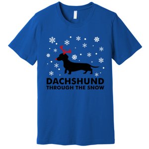 Dachshund Through The Snow Great Gift Dog Lover Christmas Gift Cute Gift Premium T-Shirt