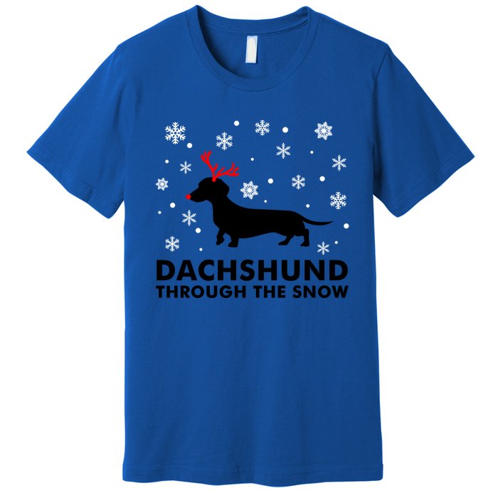 Dachshund Through The Snow Great Gift Dog Lover Christmas Gift Cute Gift Premium T-Shirt