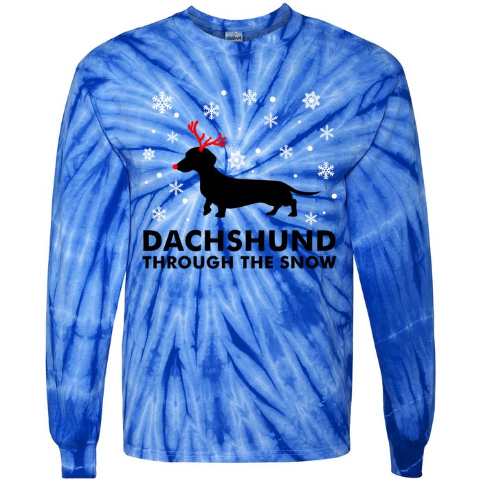 Dachshund Through The Snow Great Gift Dog Lover Christmas Gift Cute Gift Tie-Dye Long Sleeve Shirt