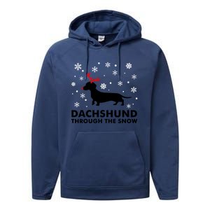 Dachshund Through The Snow Great Gift Dog Lover Christmas Gift Cute Gift Performance Fleece Hoodie