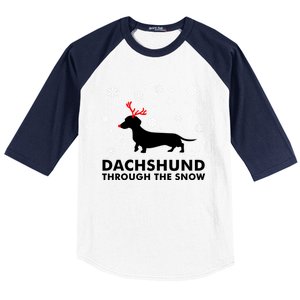 Dachshund Through The Snow Great Gift Dog Lover Christmas Gift Cute Gift Baseball Sleeve Shirt