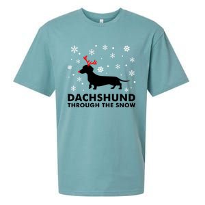 Dachshund Through The Snow Great Gift Dog Lover Christmas Gift Cute Gift Sueded Cloud Jersey T-Shirt