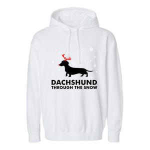 Dachshund Through The Snow Great Gift Dog Lover Christmas Gift Cute Gift Garment-Dyed Fleece Hoodie