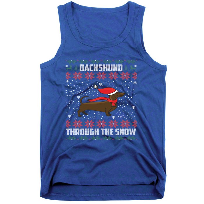 Dachshund Through The Snow Ugly Christmas Gift Tank Top