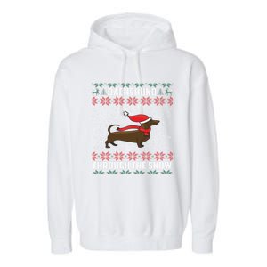 Dachshund Through The Snow Ugly Christmas Gift Garment-Dyed Fleece Hoodie