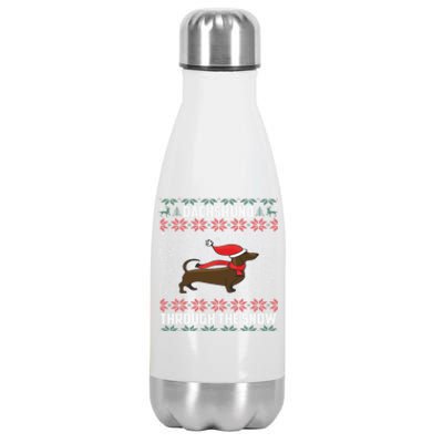 Dachshund Through The Snow Ugly Christmas Gift Stainless Steel Insulated Water Bottle