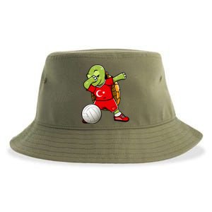 Dabbing Turtle Turkey Volleyball Fans Jersey Turkish Flag Gift Sustainable Bucket Hat