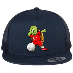 Dabbing Turtle Turkey Volleyball Fans Jersey Turkish Flag Gift Flat Bill Trucker Hat