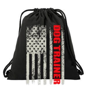 Dog Trainer Usa Flag Dog Training Fun K9 Training Show Dog Drawstring Bag