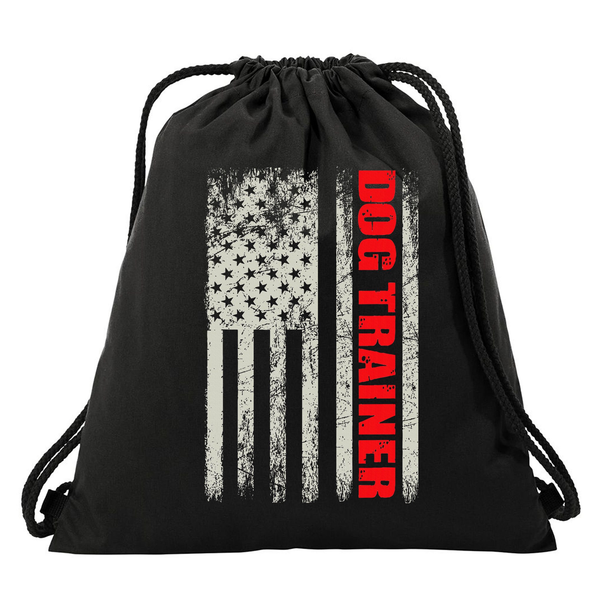 Dog Trainer Usa Flag Dog Training Fun K9 Training Show Dog Drawstring Bag