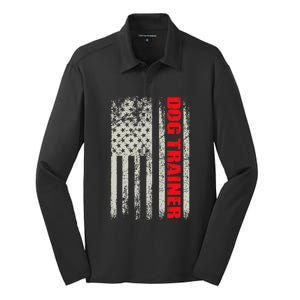 Dog Trainer Usa Flag Dog Training Fun K9 Training Show Dog Silk Touch Performance Long Sleeve Polo