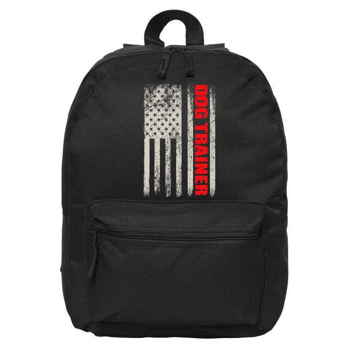 Dog Trainer Usa Flag Dog Training Fun K9 Training Show Dog 16 in Basic Backpack