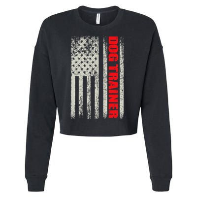 Dog Trainer Usa Flag Dog Training Fun K9 Training Show Dog Cropped Pullover Crew