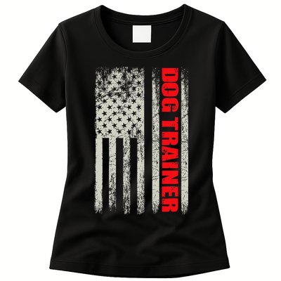 Dog Trainer Usa Flag Dog Training Fun K9 Training Show Dog Womens T-Shirt