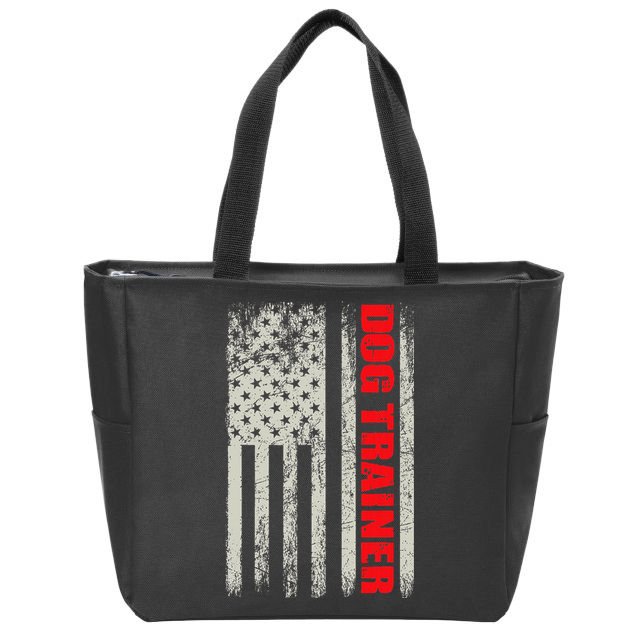 Dog Trainer Usa Flag Dog Training Fun K9 Training Show Dog Zip Tote Bag