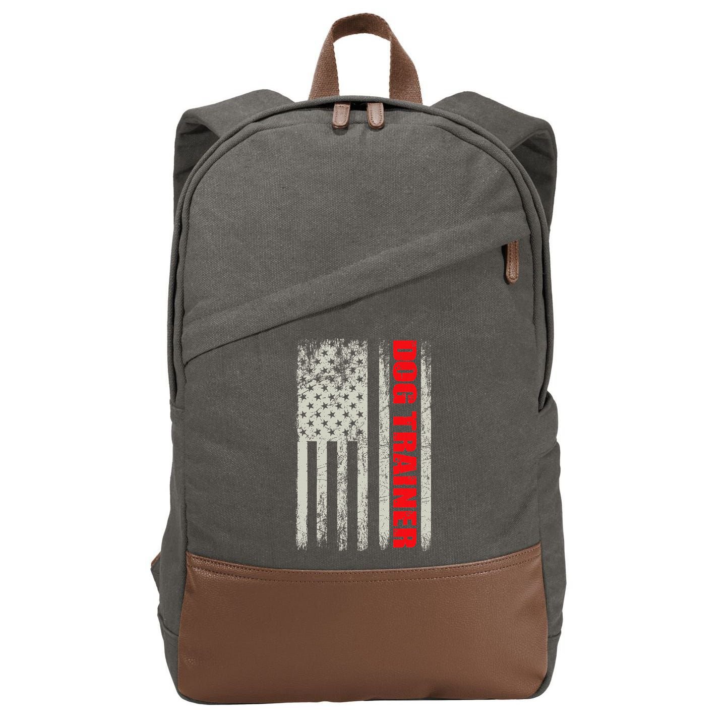 Dog Trainer Usa Flag Dog Training Fun K9 Training Show Dog Cotton Canvas Backpack