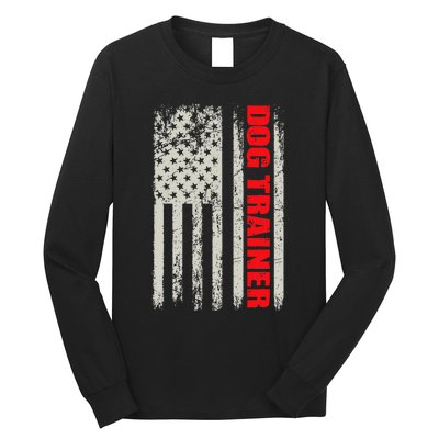 Dog Trainer USA Flag Dog Training Fun K9 Training Show Dog Long Sleeve Shirt