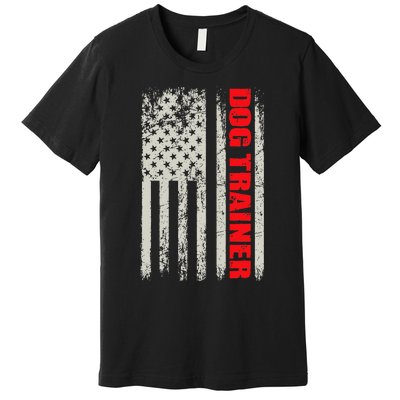 Dog Trainer USA Flag Dog Training Fun K9 Training Show Dog Premium T-Shirt