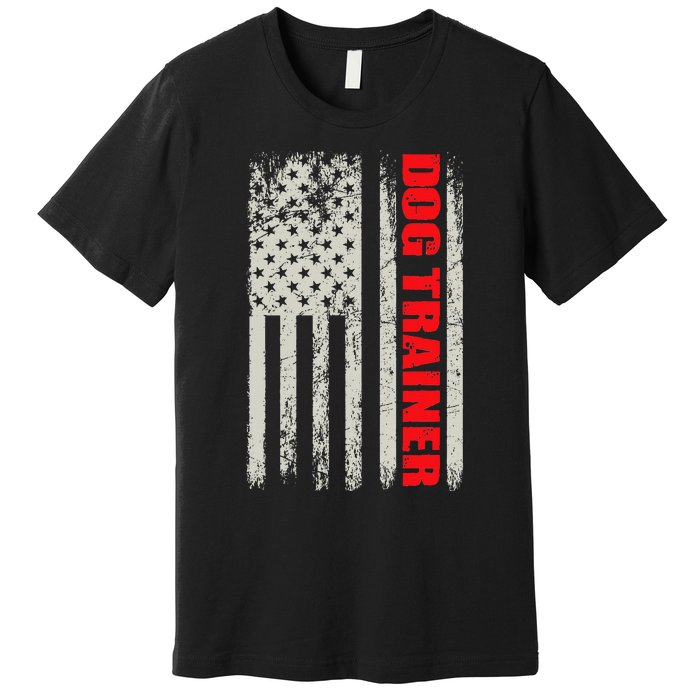 Dog Trainer USA Flag Dog Training Fun K9 Training Show Dog Premium T-Shirt