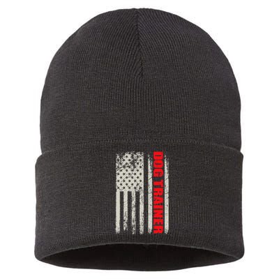 Dog Trainer USA Flag Dog Training Fun K9 Training Show Dog Sustainable Knit Beanie