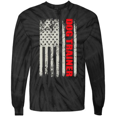 Dog Trainer USA Flag Dog Training Fun K9 Training Show Dog Tie-Dye Long Sleeve Shirt