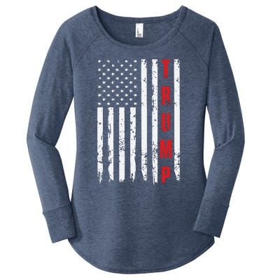 Donald Trump Usa President Vintage Flag On Back Women's Perfect Tri Tunic Long Sleeve Shirt